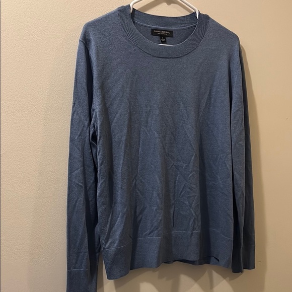 Banana Republic Blue Crewneck Sweater Fine Knit Pullover- Mens large - Picture 1 of 5